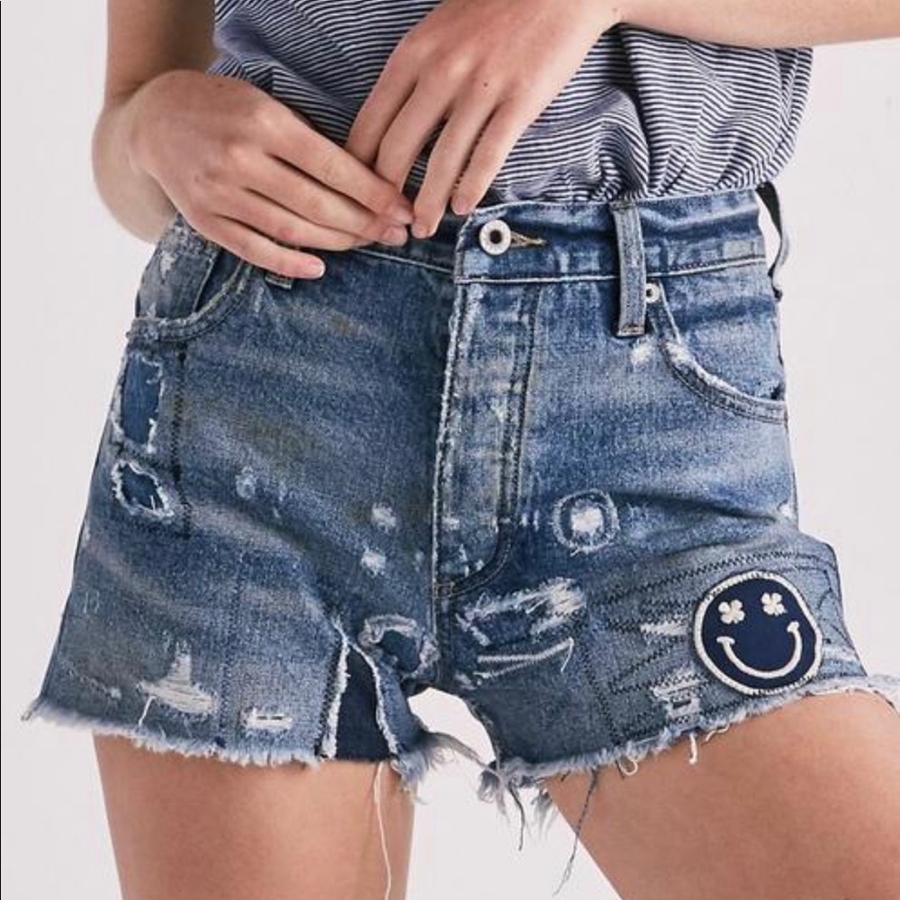 Lucky Brand button down, high wasted shorts.